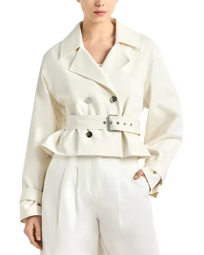 Derek Lam 10 Crosby Renata Stretch Cotton Blend Crop Trench Jacket In White