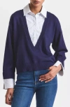 Derek Lam 10 Crosby Rida Cotton Blend Mixed Media Sweater In Multi