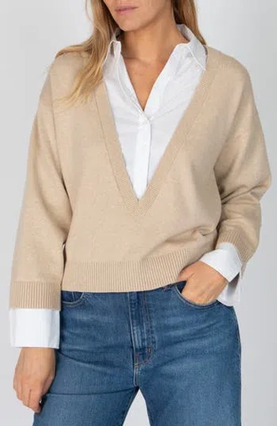 DEREK LAM 10 CROSBY DEREK LAM 10 CROSBY RIDA MIXED MEDIA COTTON & CASHMERE SWEATER
