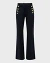 Derek Lam 10 Crosby Robertson Cropped Flare Trousers With Sailor Buttons In Navy