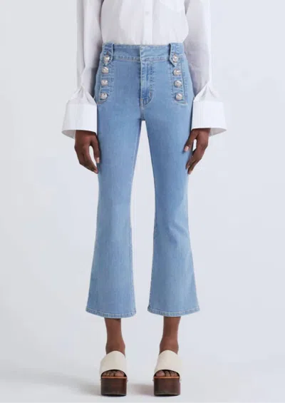 Derek Lam 10 Crosby Robertson High Rise Crop Flare Jeans In Dover Light In Blue