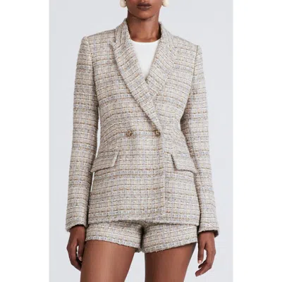 Derek Lam 10 Crosby Roman Double Breasted Tweed Jacket In Limestone