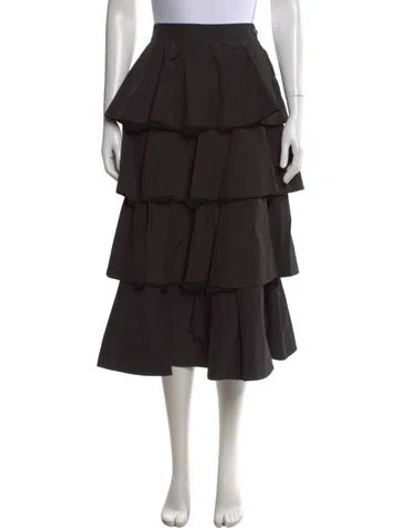 Pre-owned Derek Lam 10 Crosby Ruffle Embellishment Midi Length Skirt W/ Tags In Black