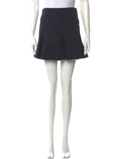 Pre-owned Derek Lam 10 Crosby Ruffle Embellishment Mini Skirt In Blue