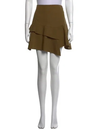 Pre-owned Derek Lam 10 Crosby Ruffle Embellishment Mini Skirt In Green