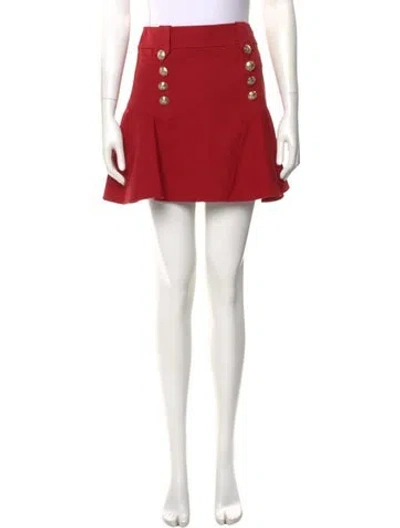 Pre-owned Derek Lam 10 Crosby Ruffle Embellishment Mini Skirt In Red