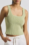 Derek Lam 10 Crosby Sain Ribbed Sweater Tank Top In Green