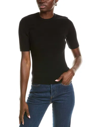 Derek Lam 10 Crosby Salma Ribbed Short Sleeve Sweater In Black