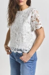 Derek Lam 10 Crosby Samaria Short Sleeve Lace Top In Soft White