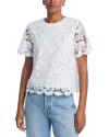 Derek Lam 10 Crosby Samaria Short Sleeve Lace Top In Soft White