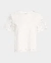 Derek Lam 10 Crosby Samaria Short Sleeve Lace Top In Soft White