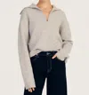 Derek Lam 10 Crosby Samuel Reversible Quarter Zip Sweater In Light Grey In Grey