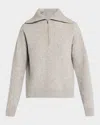 Derek Lam 10 Crosby Samuel Reversible Quarter Zip Sweater In Light Grey In Light Heather Grey