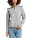 Derek Lam 10 Crosby Samuel Reversible Quarter Zip Wool & Cashmere-blend  Pullover In Gray