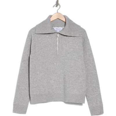 Derek Lam 10 Crosby Samuel Reversible Wool Blend Quarter Zip Sweater In Light Heather Grey