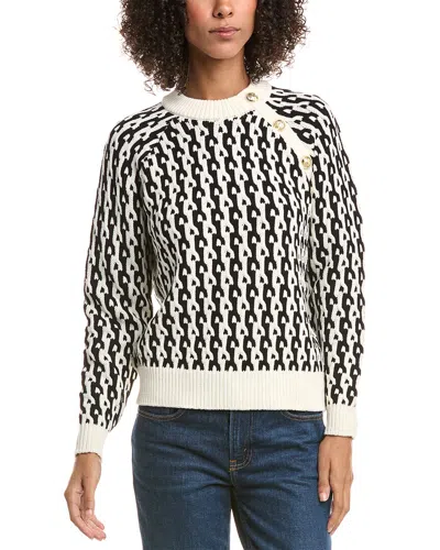 Derek Lam 10 Crosby Sawyer Button Crewneck Sweater In White