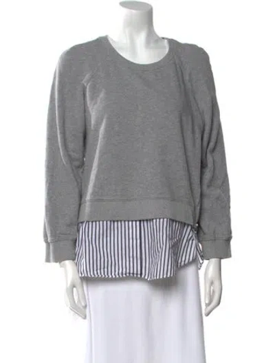 Pre-owned Derek Lam 10 Crosby Scoop Neck Three-quarter Sleeve Sweatshirt In Gray