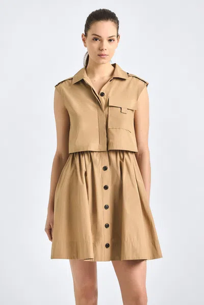 Derek Lam 10 Crosby Sequoia Button Down Dress In Brown