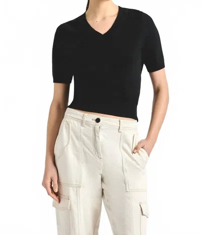 Derek Lam 10 Crosby Serenea Pointelle Sweater Top In Black