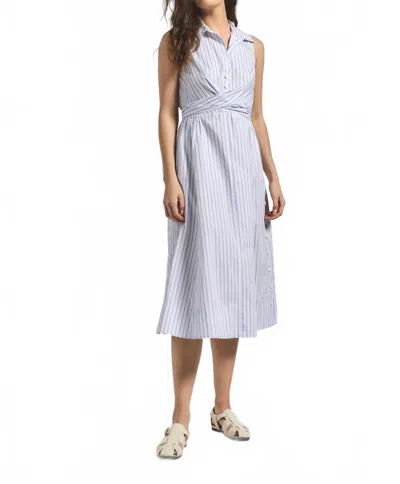 Derek Lam 10 Crosby Shanaya Front Wrap Midi Dress In Blue Multi