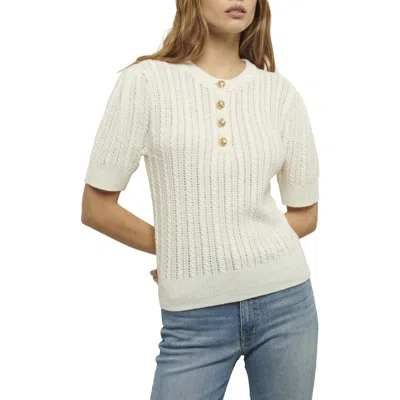 Derek Lam 10 Crosby Shea Puff Sleeve Cable Sweater In Ivory