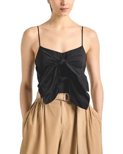Derek Lam 10 Crosby Shira Poplin Double Tie Front Top In Black