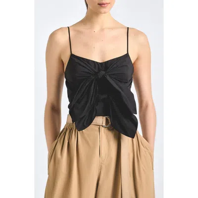 Shira Poplin Double Tie Front Top In Black from Derek Lam 10 Crosby