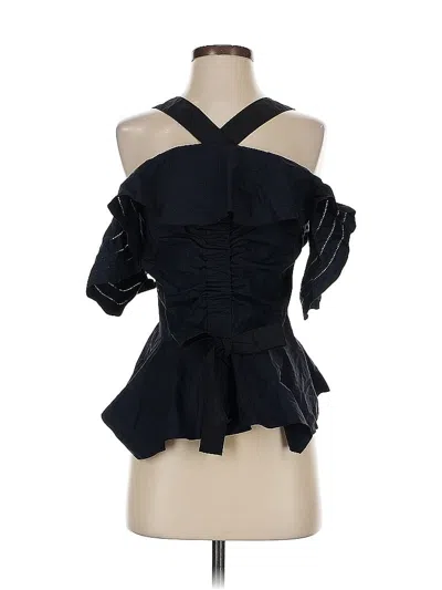 Pre-owned Derek Lam 10 Crosby Short Sleeve Blouse In Black