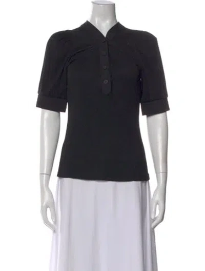 Pre-owned Derek Lam 10 Crosby Short Sleeve Polo In Black