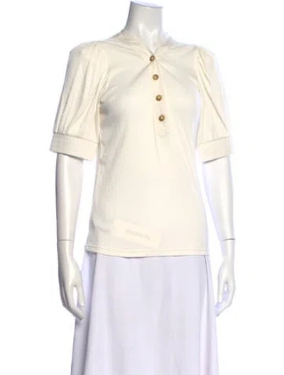 Pre-owned Derek Lam 10 Crosby Short Sleeve Polo In Neutral