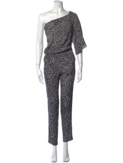Pre-owned Derek Lam 10 Crosby Silk Animal Print Jumpsuit In Black