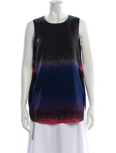 Pre-owned Derek Lam 10 Crosby Silk Colorblock Pattern Top In Blue