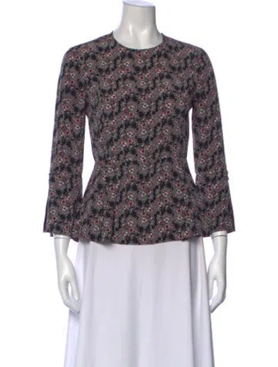 Pre-owned Derek Lam 10 Crosby Silk Floral Print Blouse In Black