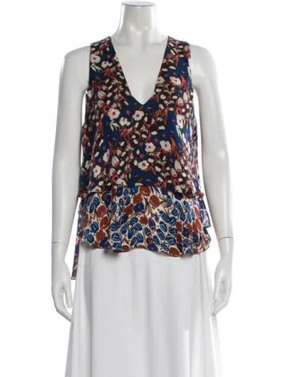 Pre-owned Derek Lam 10 Crosby Silk Floral Print Blouse In Multi