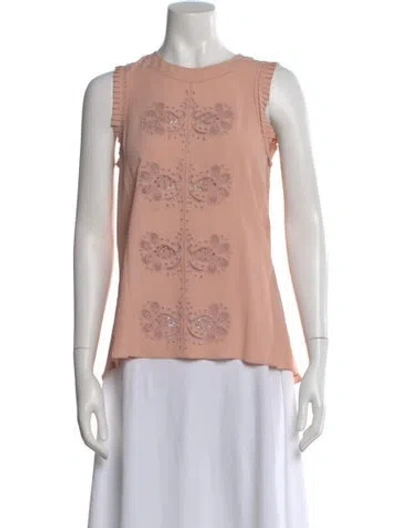 Pre-owned Derek Lam 10 Crosby Silk Floral Print Blouse In Pink