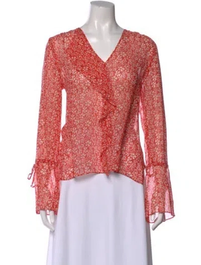 Pre-owned Derek Lam 10 Crosby Silk Floral Print Blouse In Red