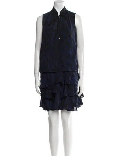 Pre-owned Derek Lam 10 Crosby Silk Floral Print Dress Set In Blue