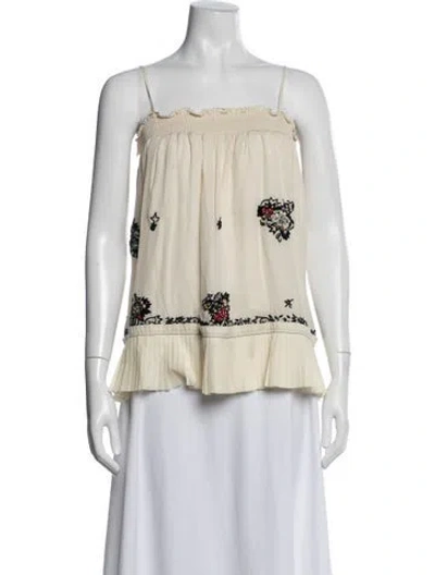 Pre-owned Derek Lam 10 Crosby Silk Floral Print Top In Neutral