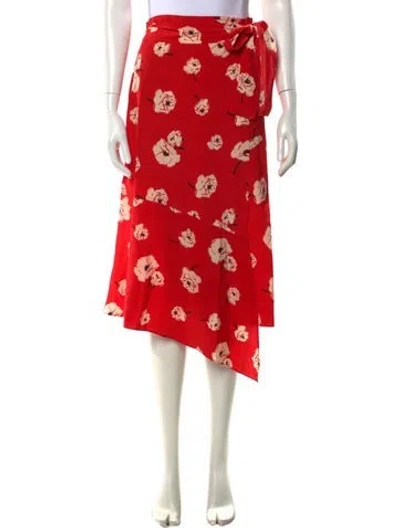 Pre-owned Derek Lam 10 Crosby Silk Midi Length Skirt In Red