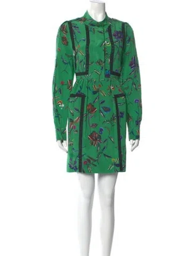 Pre-owned Derek Lam 10 Crosby Silk Mini Dress In Green