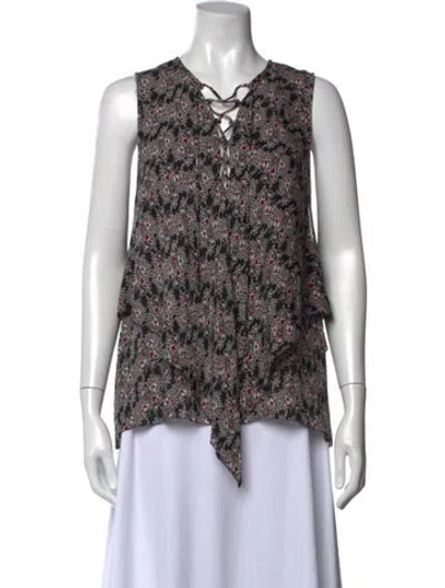 Pre-owned Derek Lam 10 Crosby Silk Paisley Print Blouse In Black