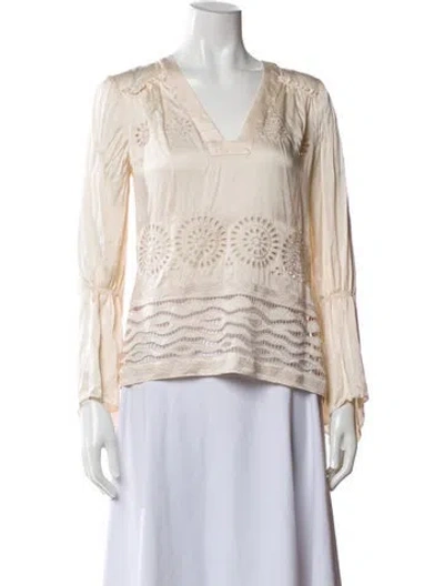 Pre-owned Derek Lam 10 Crosby Silk Patterned Blouse In Neutral