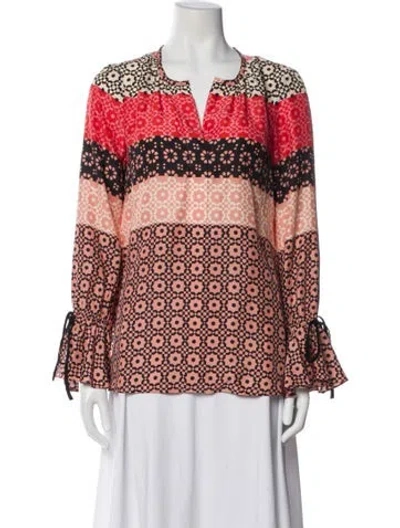 Pre-owned Derek Lam 10 Crosby Silk Patterned Blouse In Pink