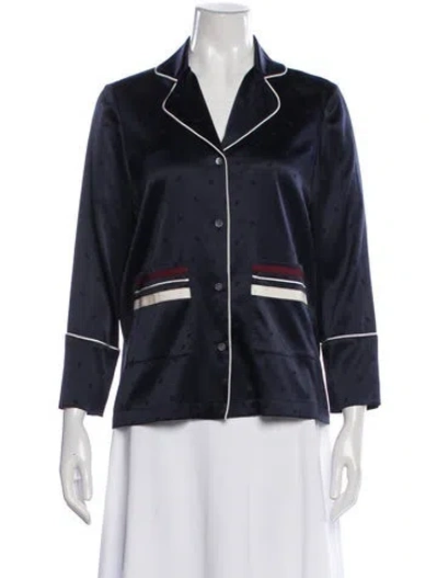 Pre-owned Derek Lam 10 Crosby Silk Patterned Pajamas In Blue