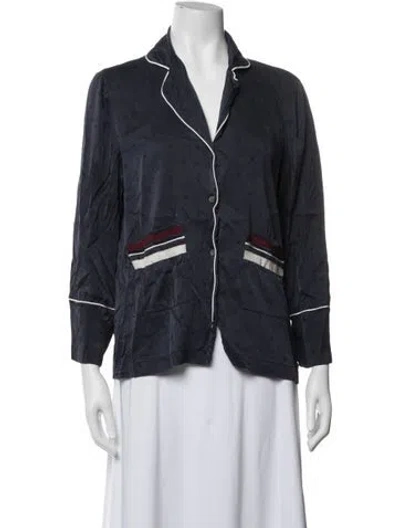 Pre-owned Derek Lam 10 Crosby Silk Printed Pajamas In Blue