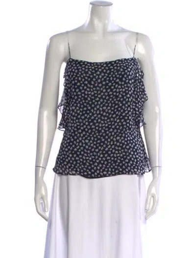 Pre-owned Derek Lam 10 Crosby Silk Printed Top In Blue