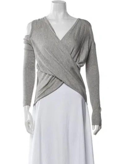 Pre-owned Derek Lam 10 Crosby Silk V-neck Sweater In Gray