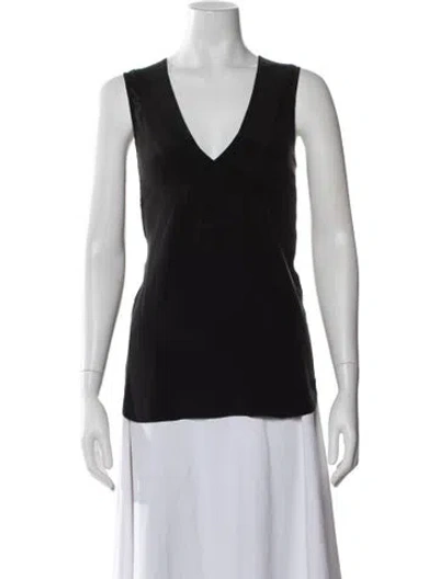 Pre-owned Derek Lam 10 Crosby Silk V-neck Top In Black