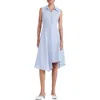 Derek Lam 10 Crosby Themis Striped Sleeveless Shirtdress In Blue/white