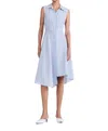 Derek Lam 10 Crosby Themis Striped Sleeveless Shirtdress In Blue